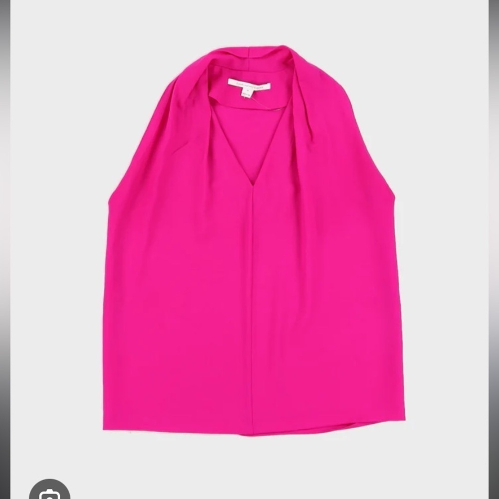 Dvf Nwt pink reagan top blouse in gardenia L satin pleated boho spring designer